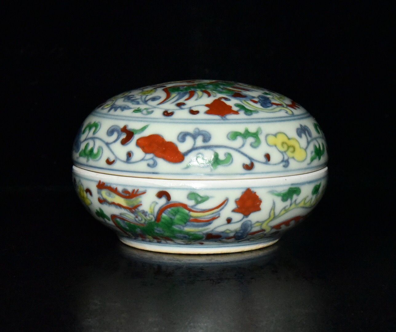 中国古美術✦大明成化紋 斗彩 双鳳呈祥図紋 観賞盤✦置物・文房具