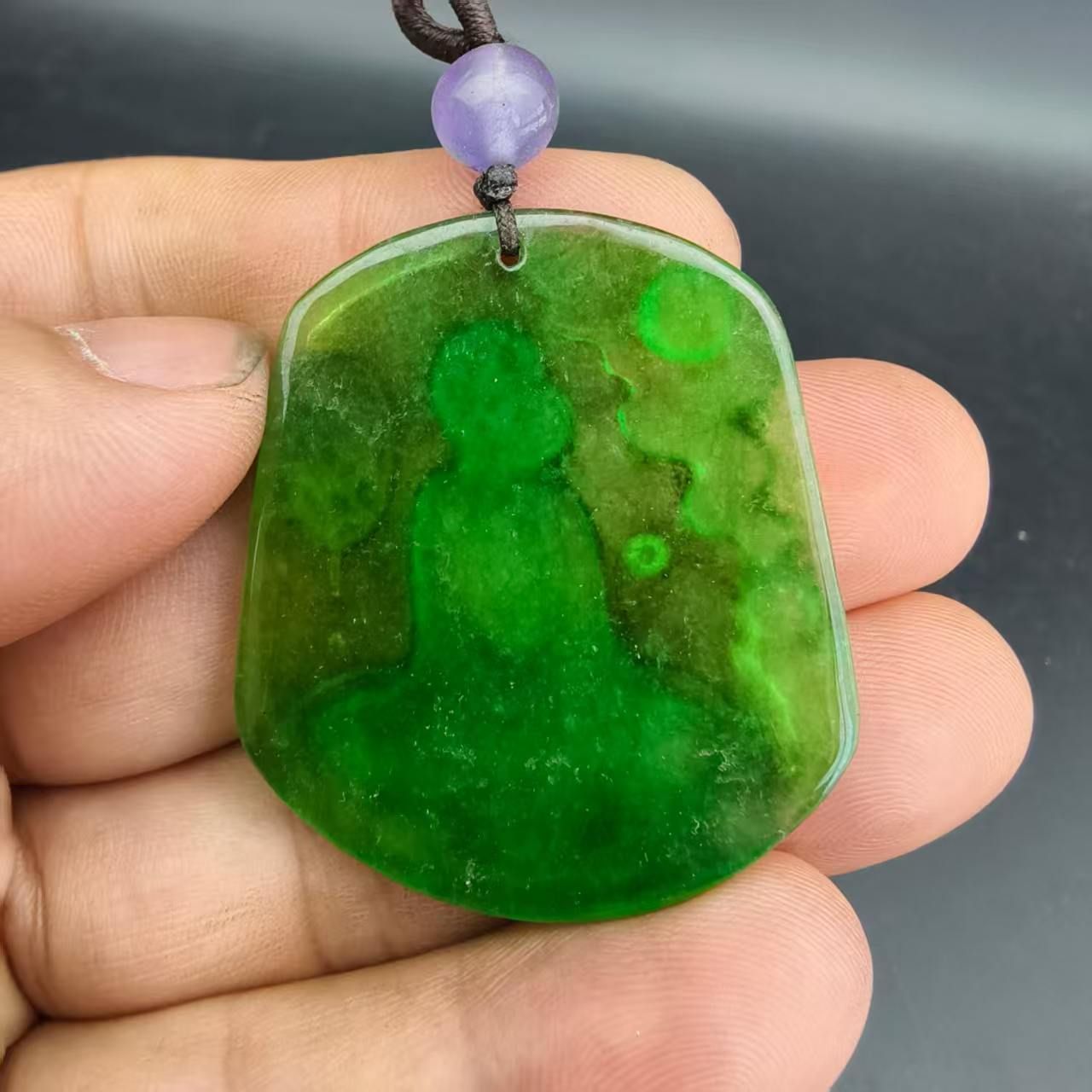 中国古美術.古玉老玉.コレクション.古代高氷満緑老翡翠.悟道玉牌