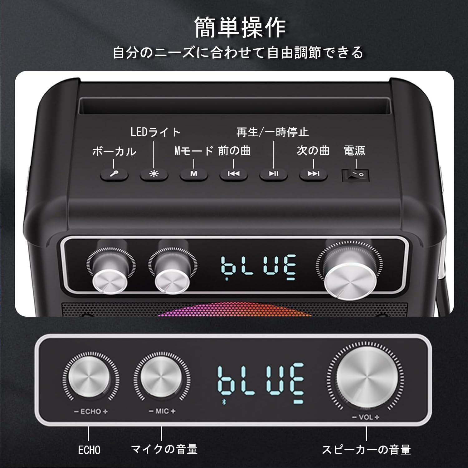家庭用カラオケセット ワイヤレスマイク2本 スピーカーセット 拡声器