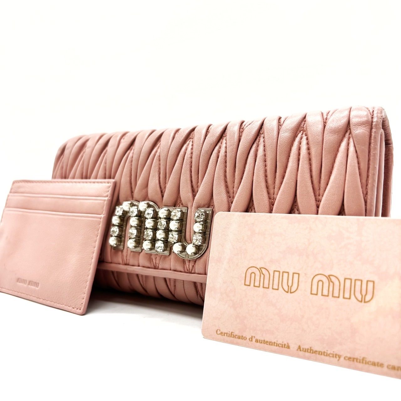 正規品MIUMIU MADRAS ラブレターハート 長財布 パスケース付き MIUMIU