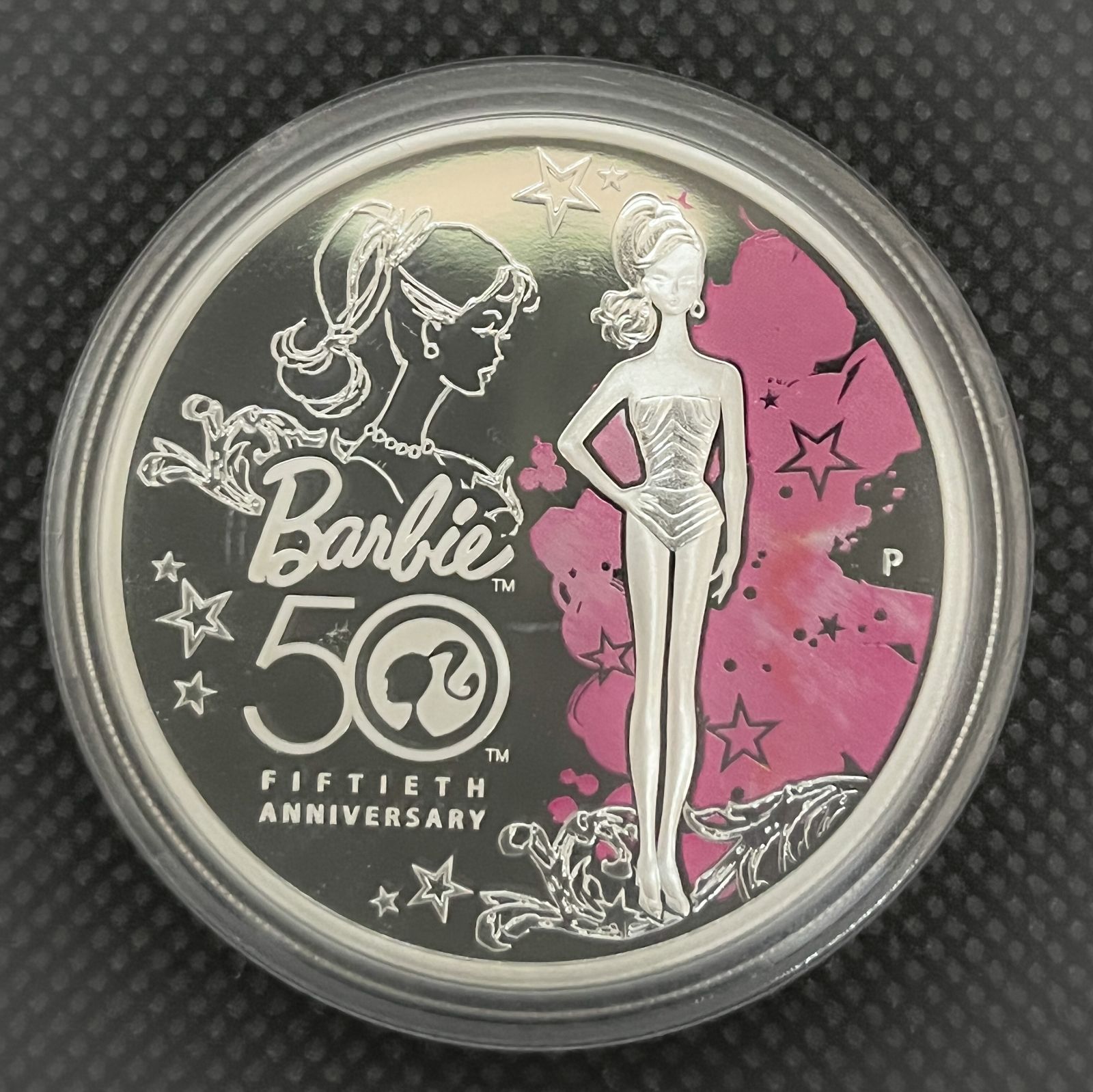 バービー50周年記念カラー1ドル銀貨（2009年ツバル） 【公式通販】