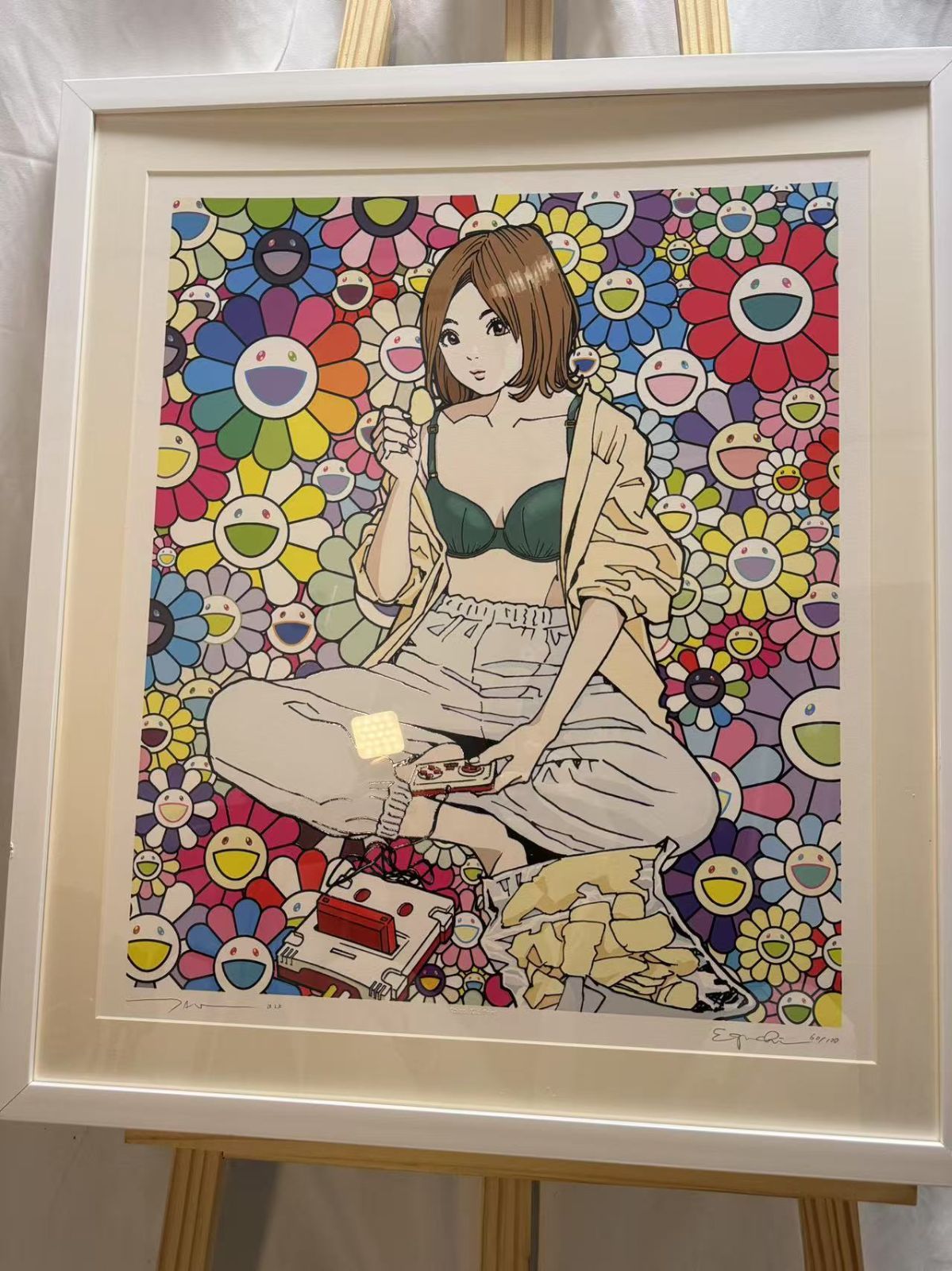 江口寿史 村上隆エディションサイン入りコラボレーション版画 famicom