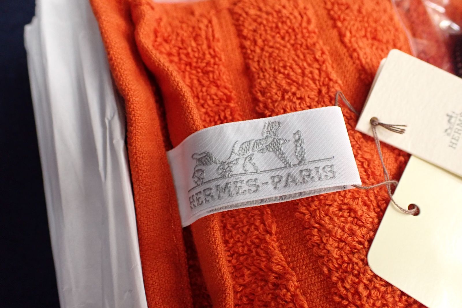 未使用】HERMES エルメス フェイスタオル2枚セット ストア オレンジ 元
