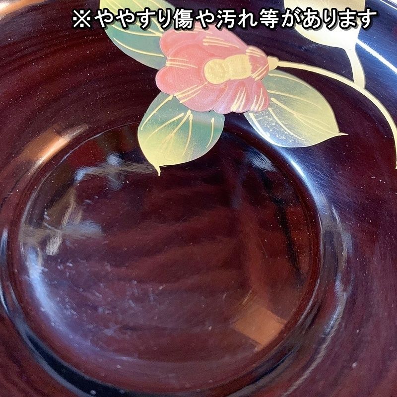 輪島塗 椿蒔絵 茶托 5枚セット 茶たく ツバキ 花 高級 金彩 蒔絵 まき