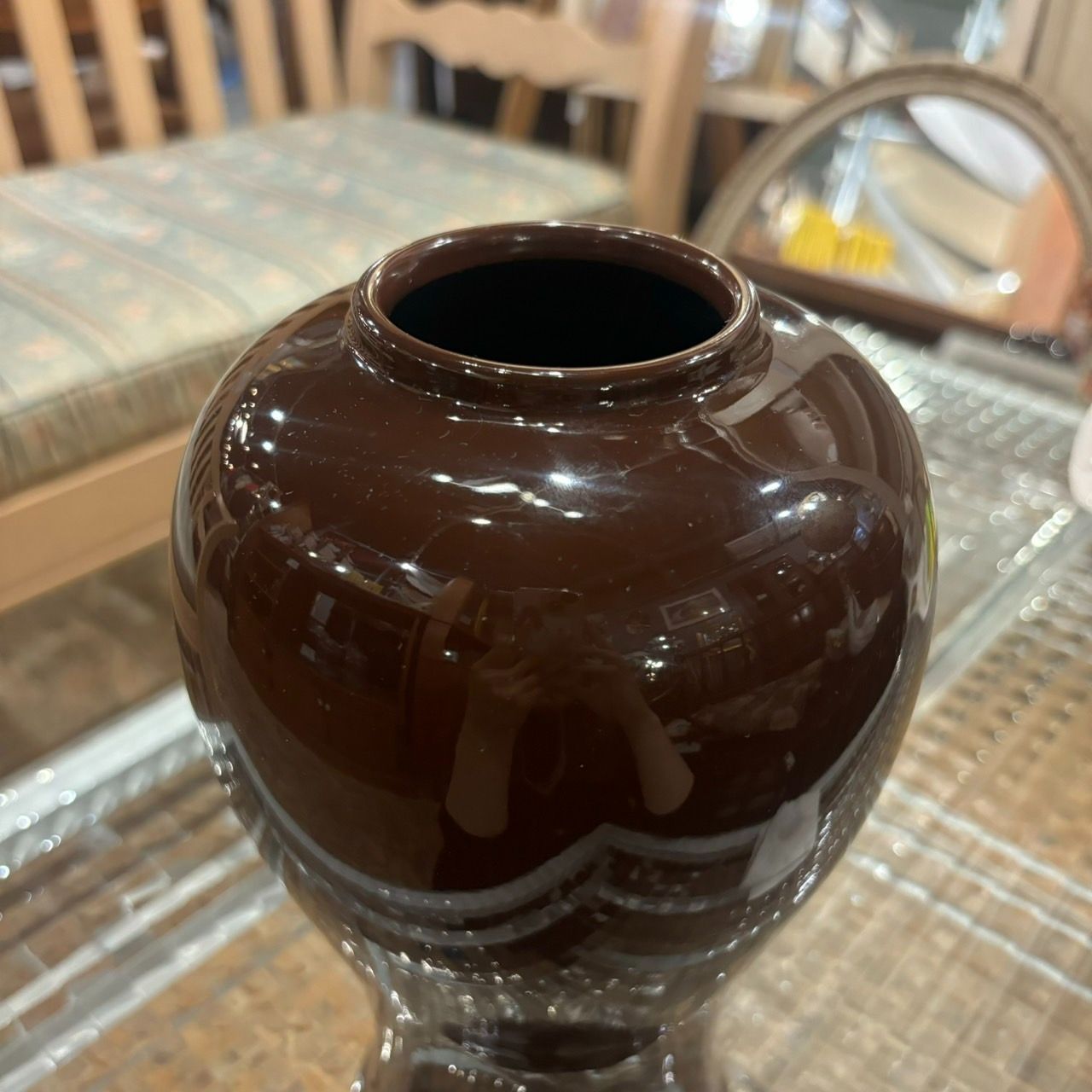 ダークブラウン陶器花瓶 【公式通販】