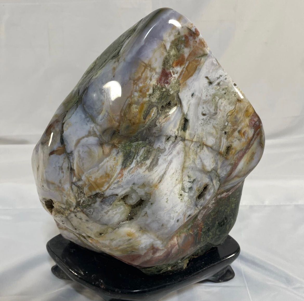 瑪瑙 メノウ 鑑賞石 天然石 自然石 原石 置物 台座付 総重量約10.5kg