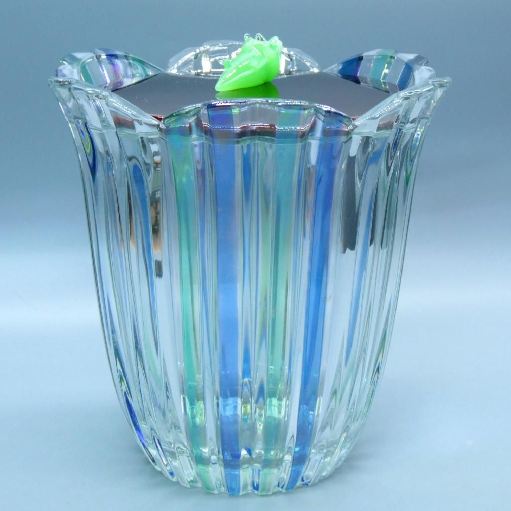 茶道具 水指 水差し ガラス 硝子 末広金縁 長寿作 茶道 義山（ギヤマン