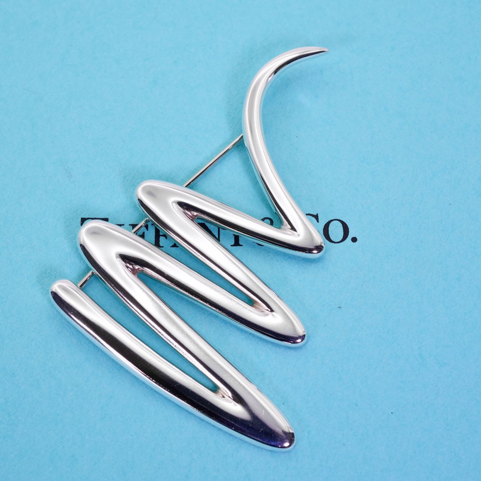 極美品ヴィンテージ ティファニー スクリブル ブローチ 注文 シルバー