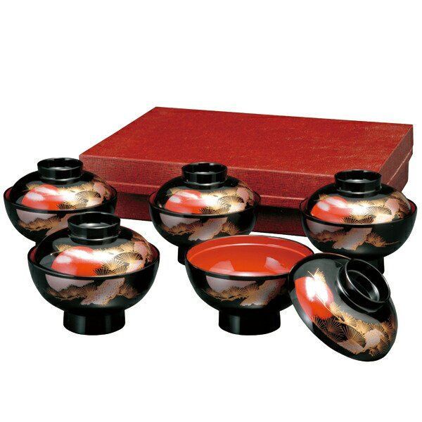 小西啓介 輪島塗 漆器 茶道具 5枚セット 金色草花模様 未使用 小皿