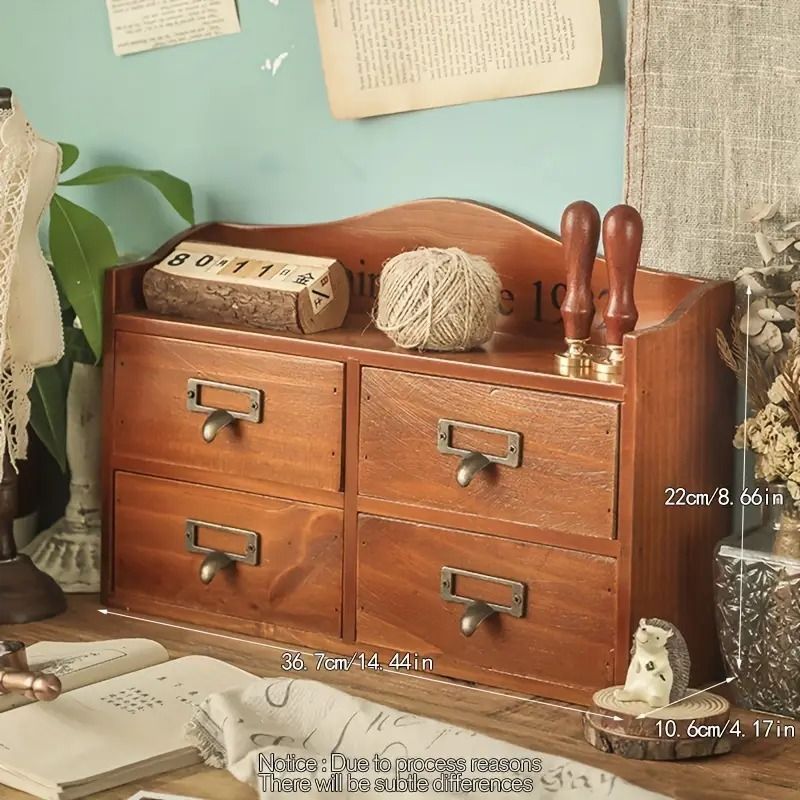 和風 ミニ箪笥 小引出し 4段 小物入れ 卓上収納 木製 昭和レトロ 木製