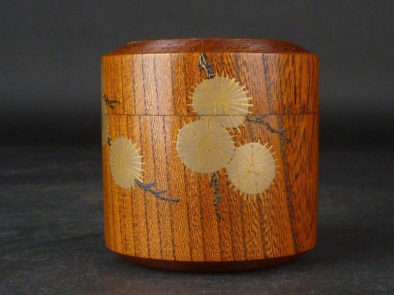 清宮】道場宗廣「唐松 本物 欅雪吹」共箱 高さ 約7.5㎝ 幅 約7㎝ 木製