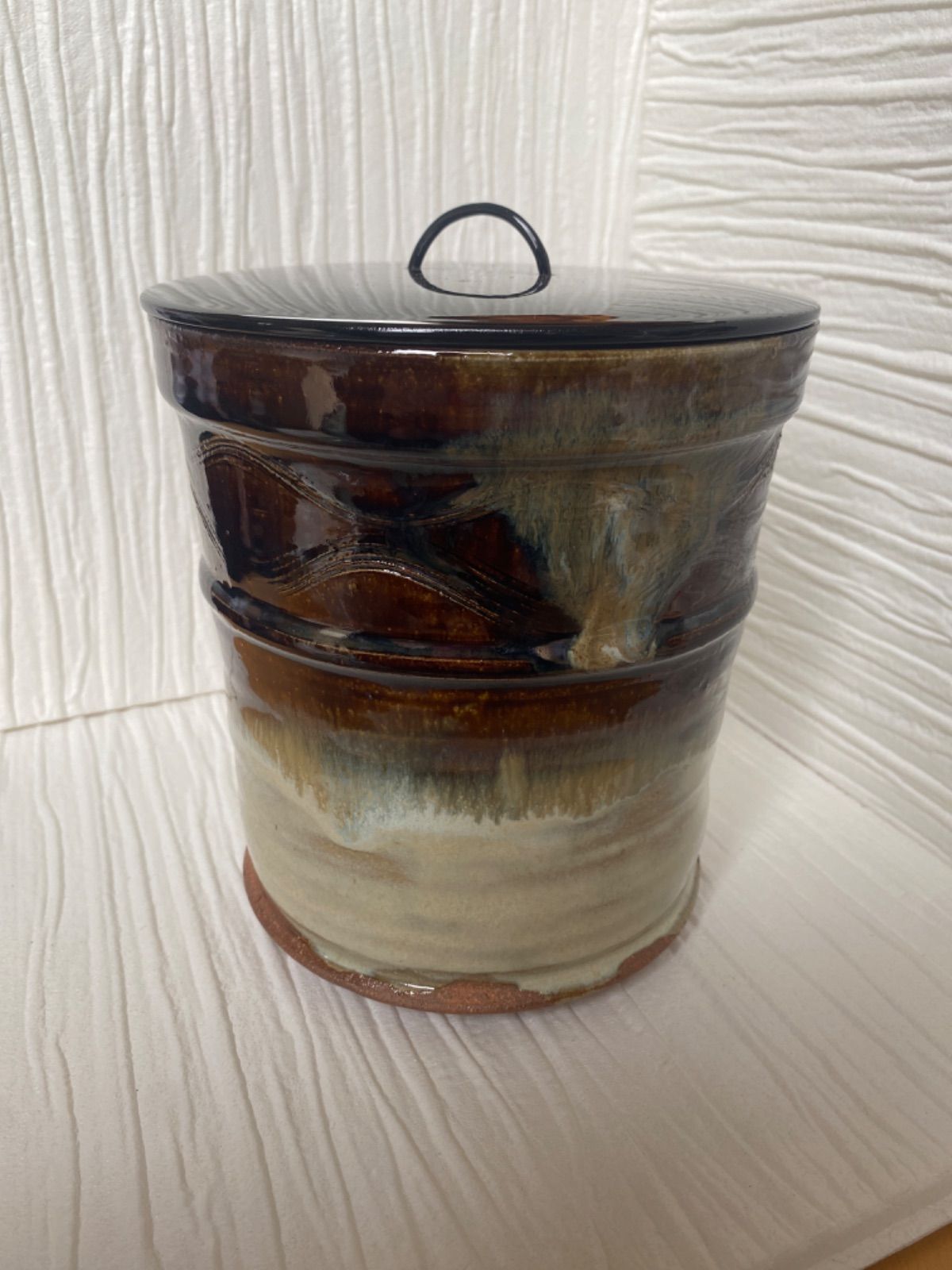 T955 水指 『朝鮮唐津 一重口水指』『加藤春永 造』 共箱 茶道具