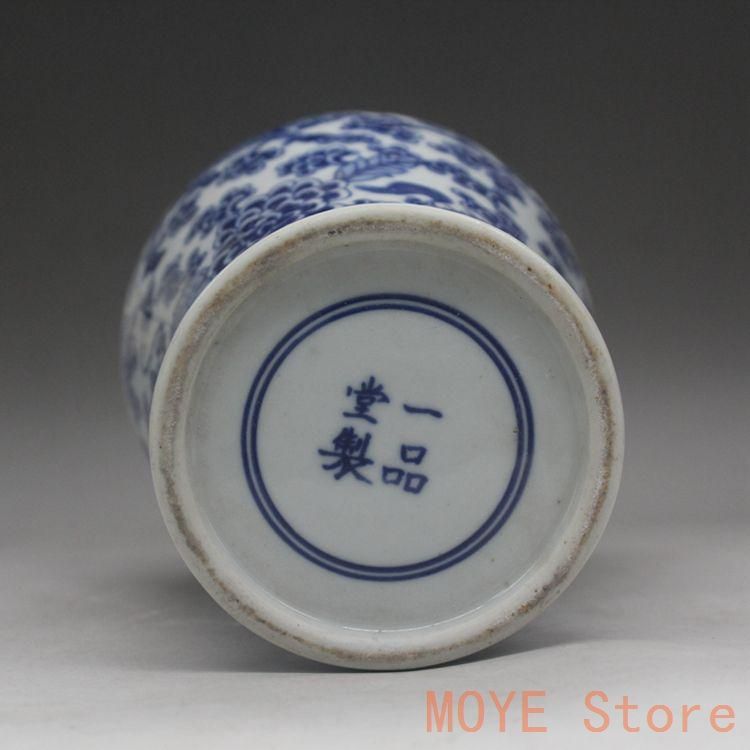 青花釉下彩麒麟花将軍缶 景徳鎮 陶磁器 装飾品 現代工芸品 美術品 置物