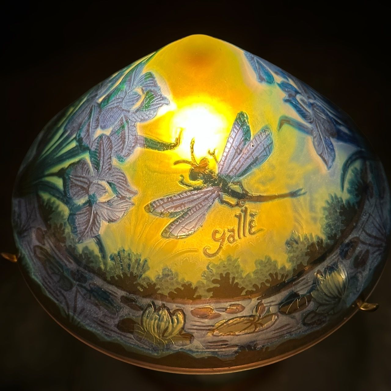 ガラス工芸 ガラス作家 間宮香織作 フラワーベース V R6829 ガラス工芸