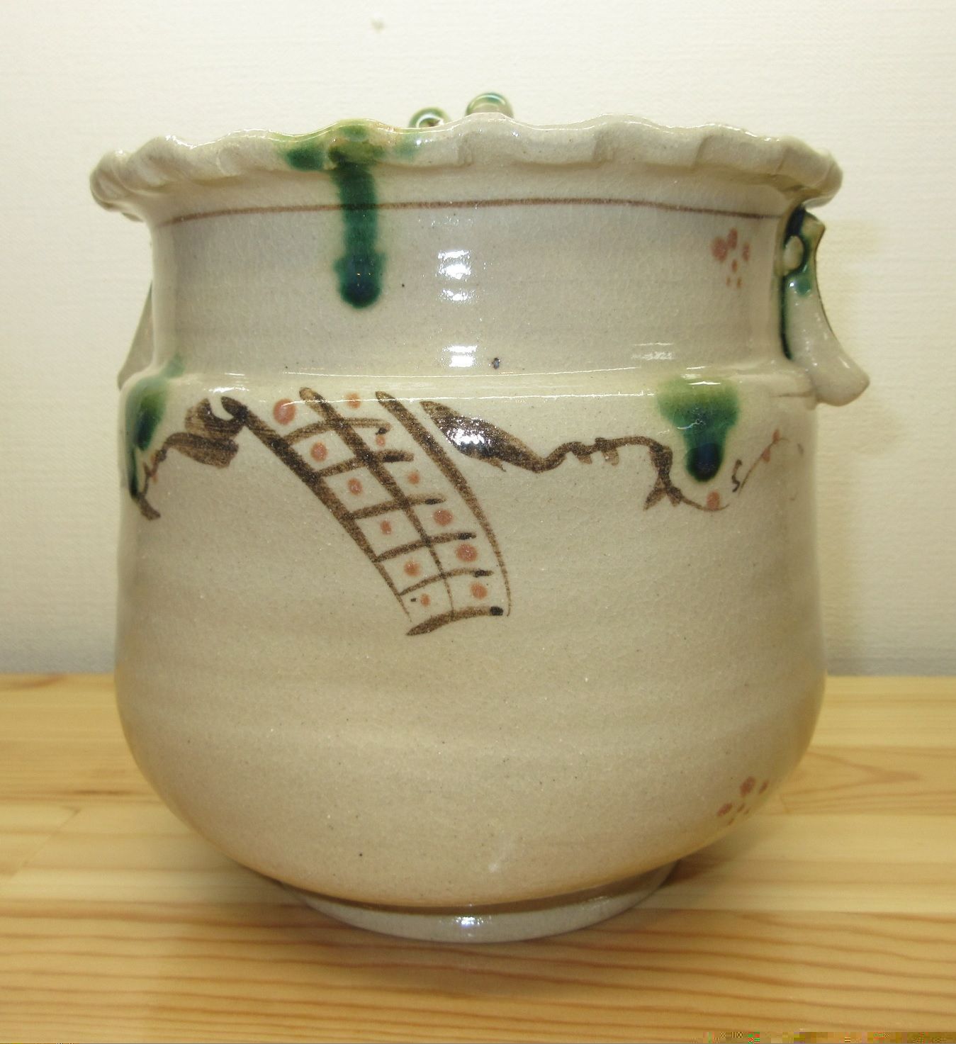 送料込【逢絢亭・新品】茶道具 水指 義山 クリスタル 金縁末広 大中