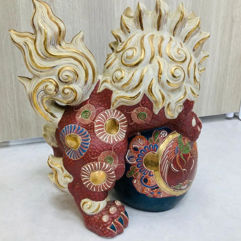 美品 九谷焼 巨大シーサー 送料込み 美品 九谷焼 巨大シーサー 送料