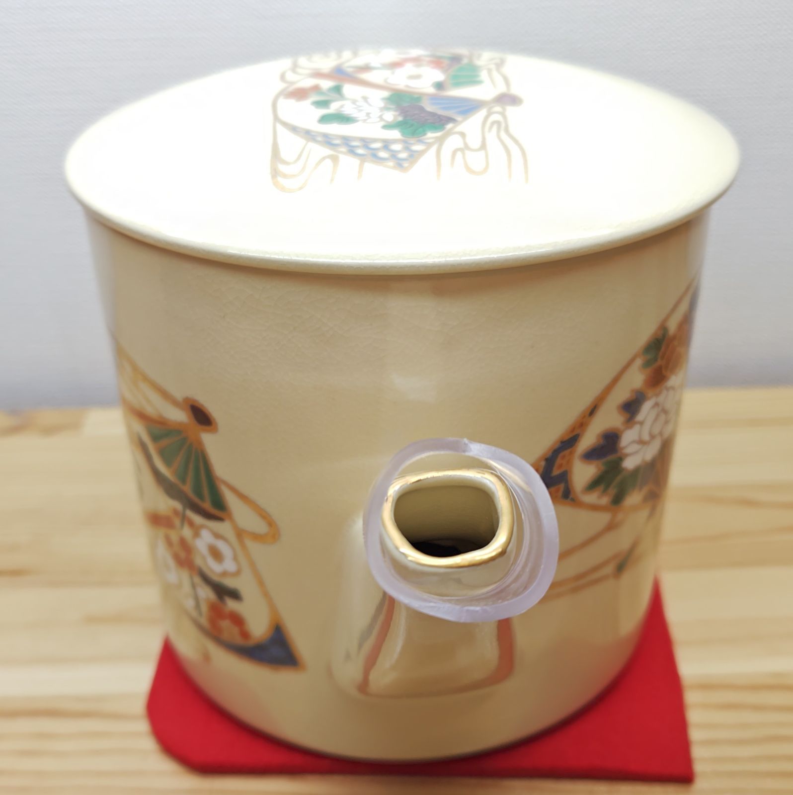 逢絢亭・新品】茶道具 水屋道具 片口水注 京焼 扇面流水 紙箱入り