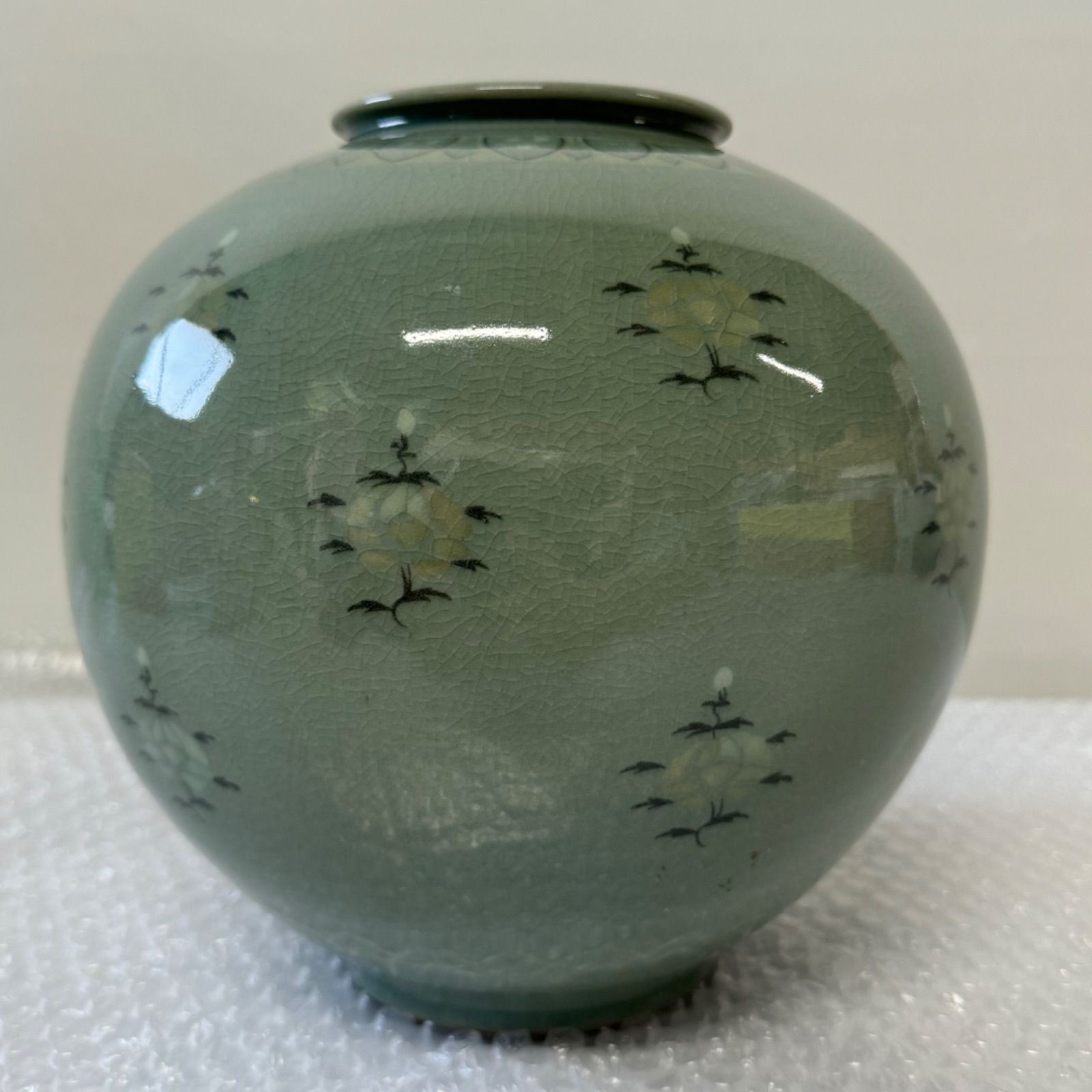 本物 中国壺 青磁 陶器製 アンティーク 中国青磁 花瓶 中国美術 花瓶