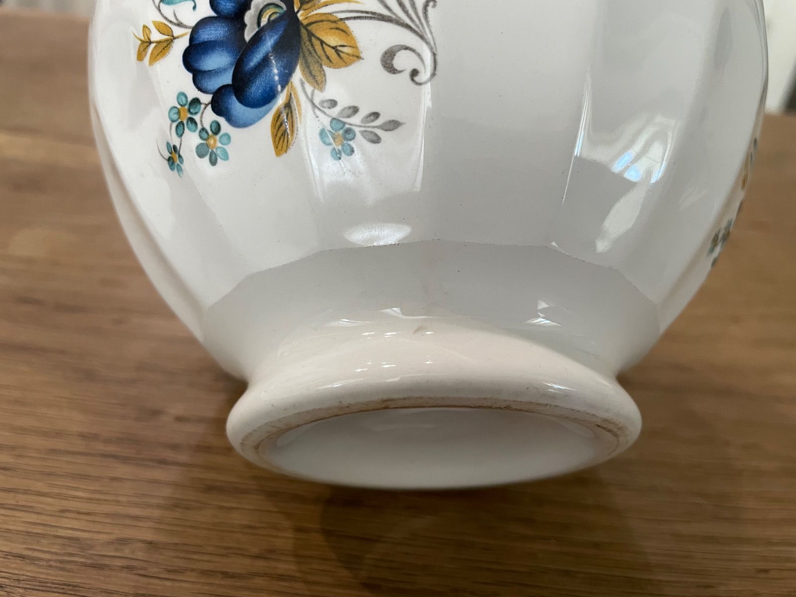 フランスアンティーク カフェオレボウル レア 特大 青い花 ステンシル