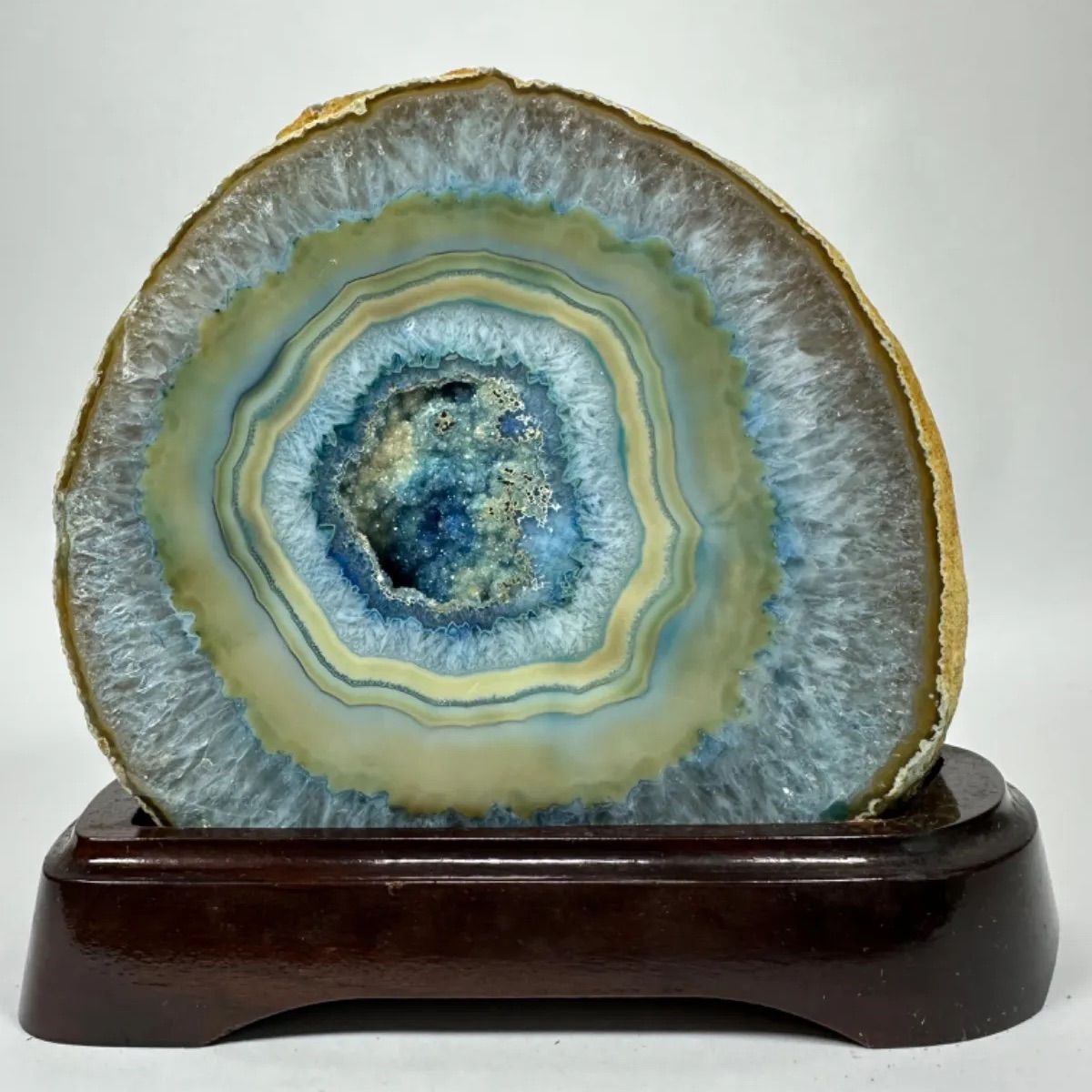 瑪瑙 パワーストーン 特大 天然石 台座付 ブルー メノウ 水晶