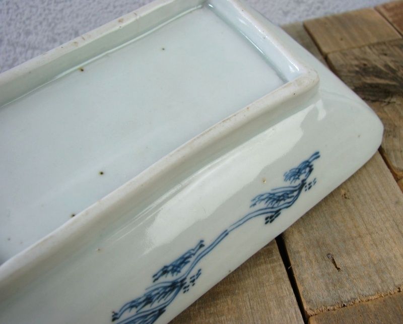 注文 古伊万里 染付 山水楼閣文長皿5枚 幅：17cm 江戸後期/24e047 古