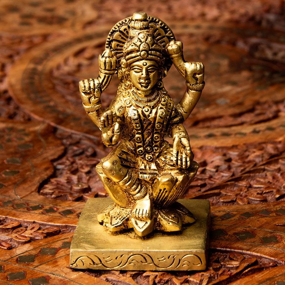 ラクシュミー女神像（真鍮製、高さ約28cm）（受注製作