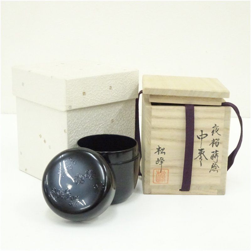 茶道具 春峰 桜平棗 茶道 茶器/茶道具 なつめ（お薄器）】 中棗 朱