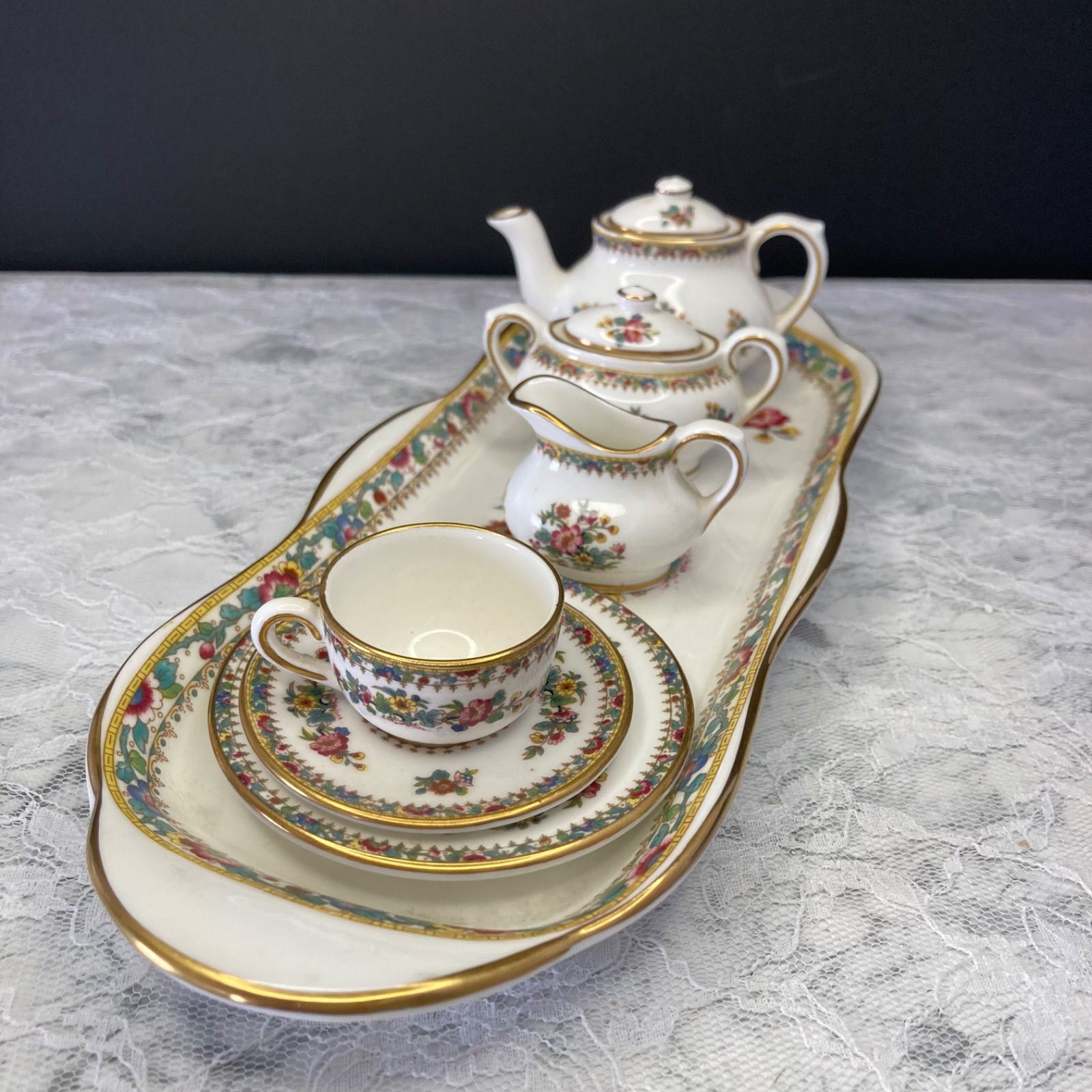 □ コールポート ミニチュア ティーセット MING ROSE ヴィンテージ