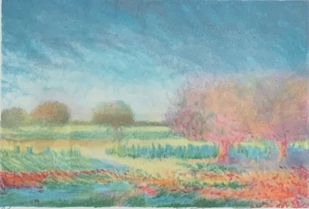 額付】【真作】春の花畑 クロード・マヌキャン セール Claude