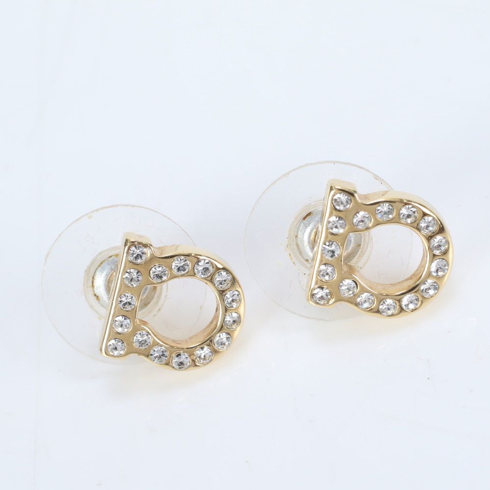 極美品 サルヴァトーレフェラガモ ガンチーニ ラインストーン ピアス