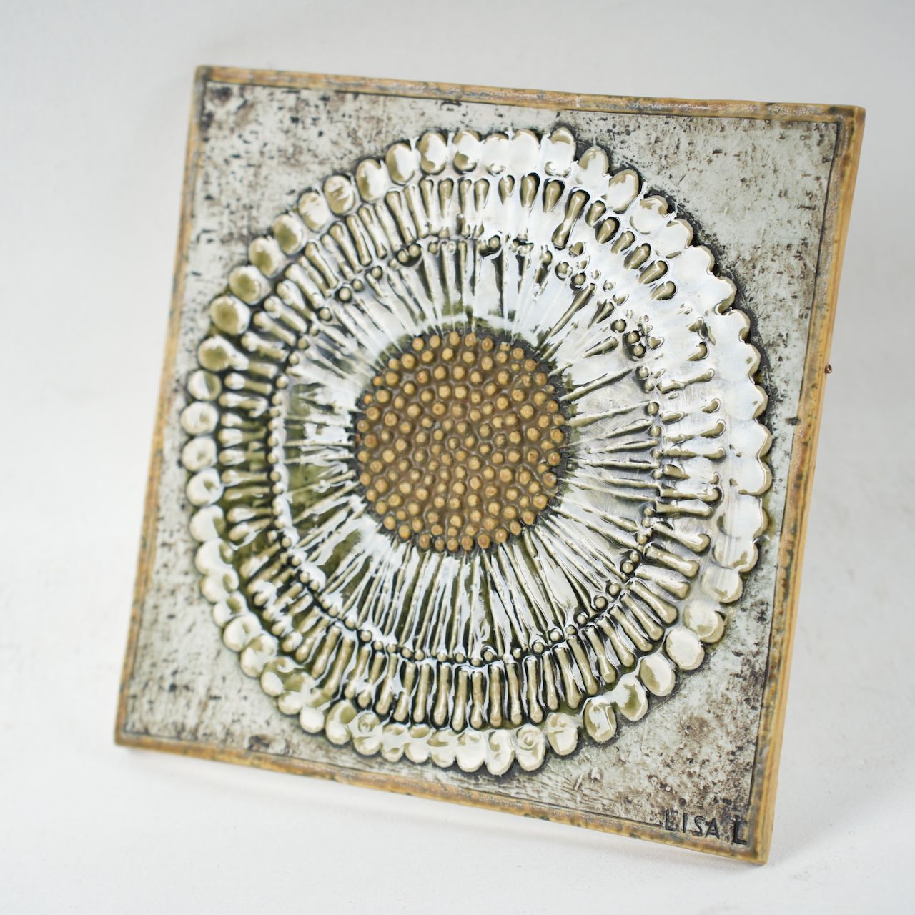 リサラーソン 陶板 希少】 Lisa Larson リサ・ラーソン ひまわり 陶板