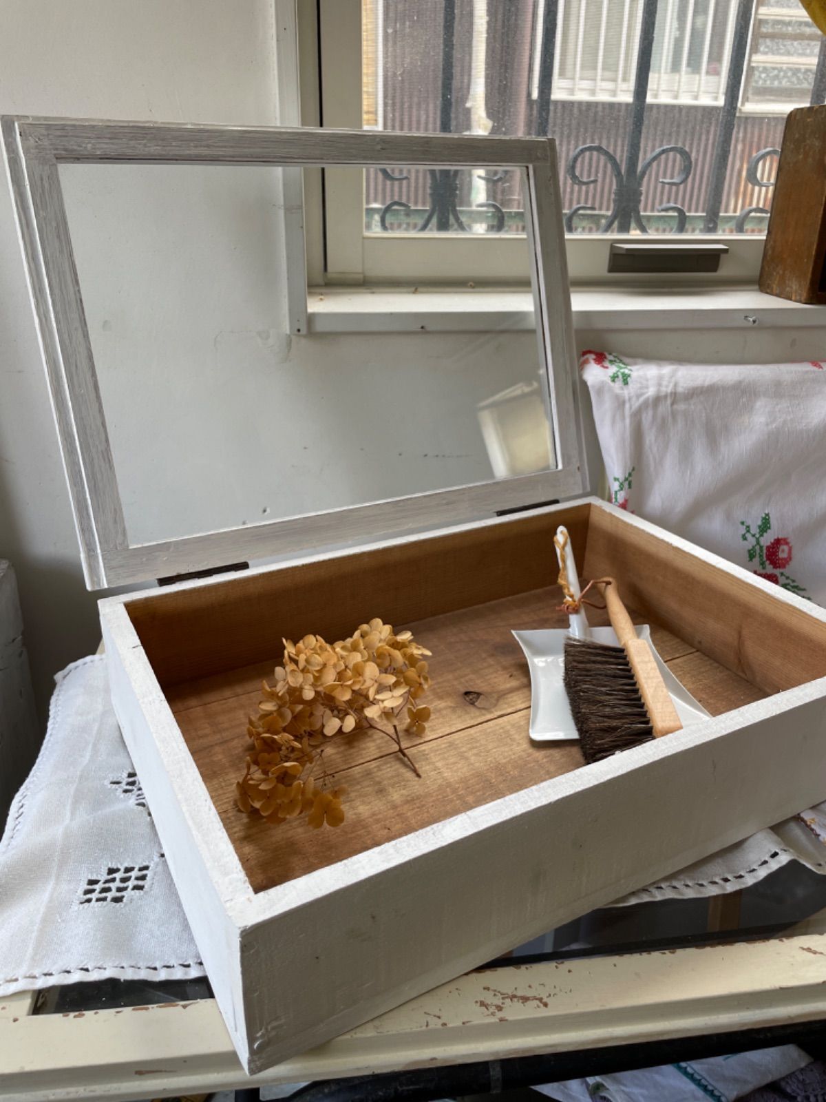 SALE ガラス蓋木箱 ガラスケース コレクションケース アンティーク