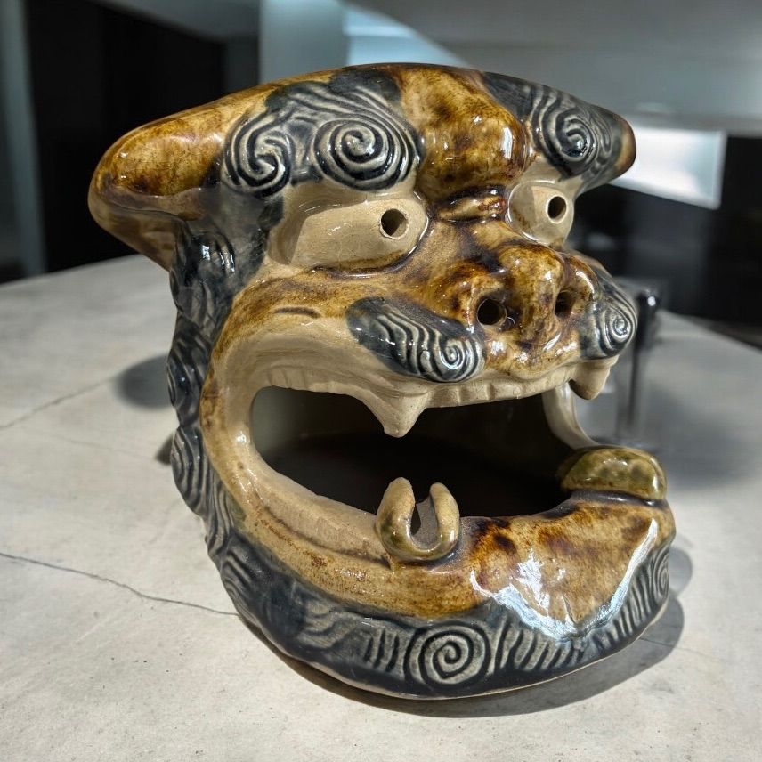 沖縄 やちむん 獅子頭 シーサー 獅子 置物 美術品 縁起物 オブジェ