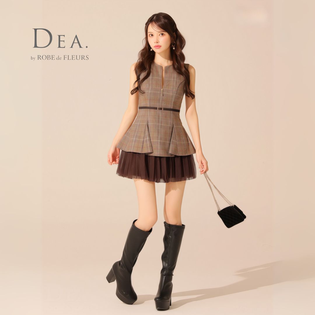 DEA. by ROBE de FLEURS】ラメツイード×プリーツミニドレス 【公式通販