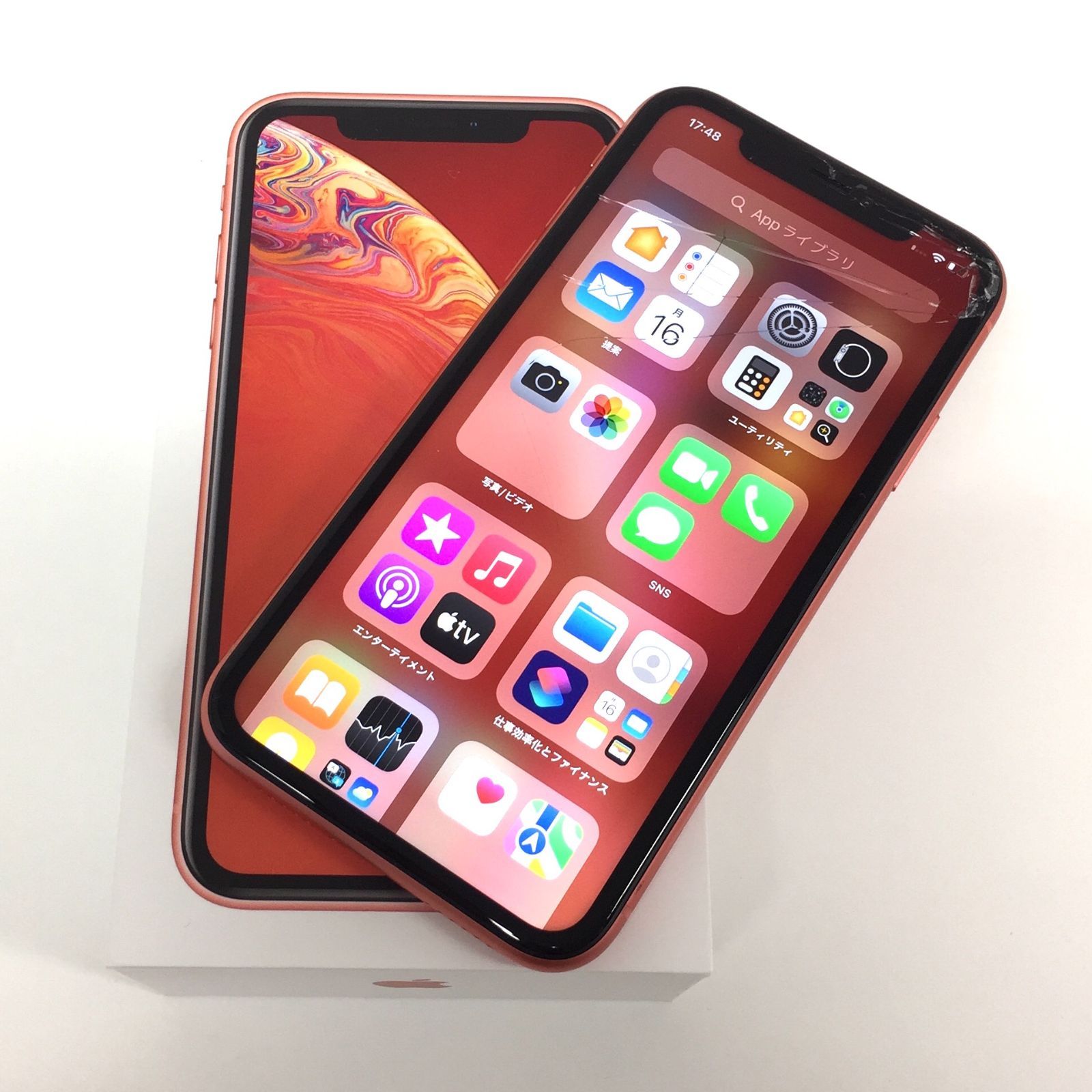 ジャンク品 【simロック解除済】iPhonexr コーラル θ【ジャンク品/SIM