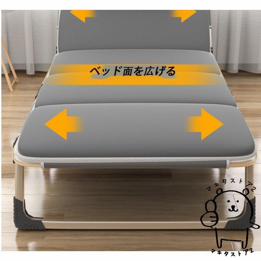 折りたたみベッド シングル キャスター付 200kg耐荷重 グレー 幅70