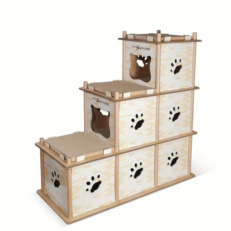 Petique キャットハウス コンドミニアム 段ボール製キャットタワー 2階