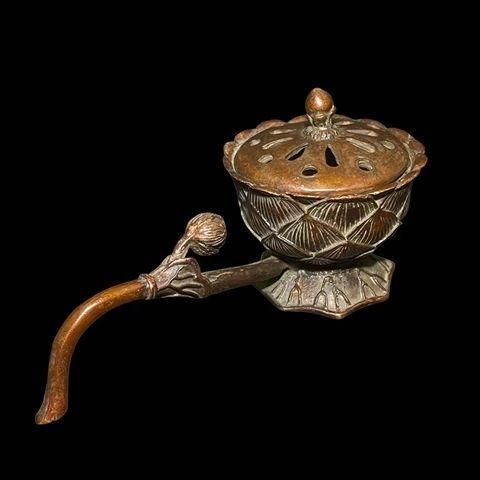 銅製 大樹蓮華弔炉 室内香炉 工芸置物