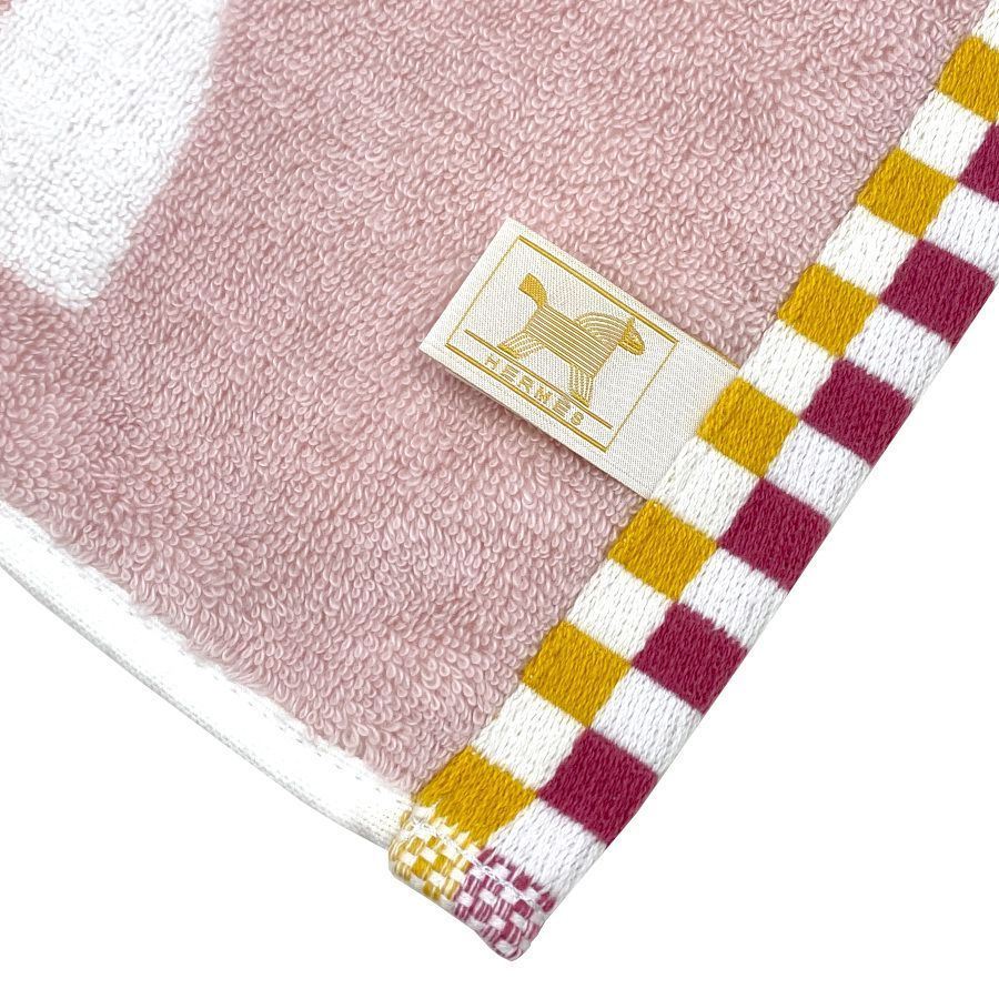 HERMES タオルハンカチ ピンク/ホワイト HERMES ピンク Hロゴ タオル