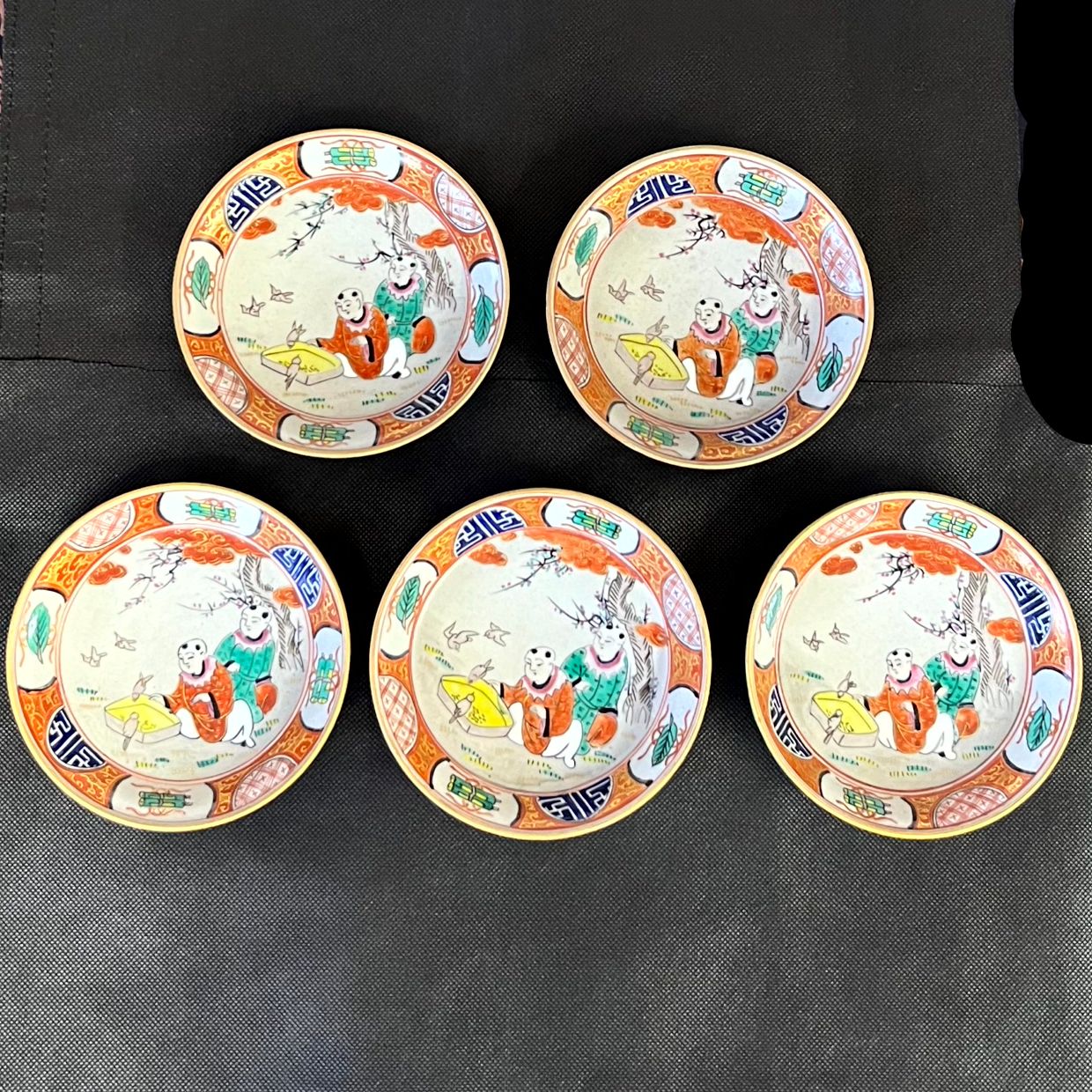 九谷焼 古九谷 庄三 色絵 6寸皿 なます皿 小皿 小鉢 5客セット 九谷焼