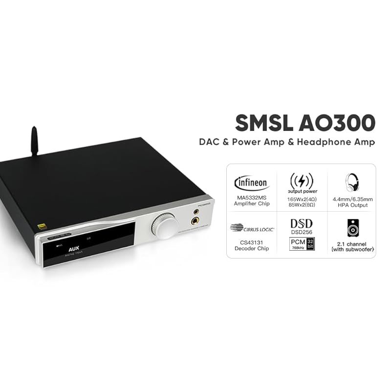 SMSL AO300 オールインワンDAC & アンプ MA5332MS 165Wx165Wパワー