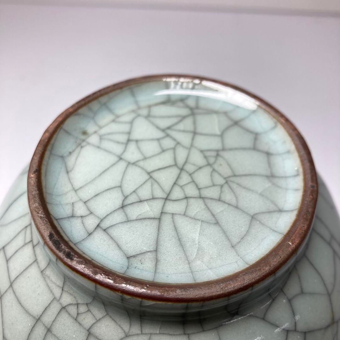 専用 中国古窯 哥窯青磁ヒビ焼 花瓶 高さ約18.4㎝ 東さ7-0330① 中国