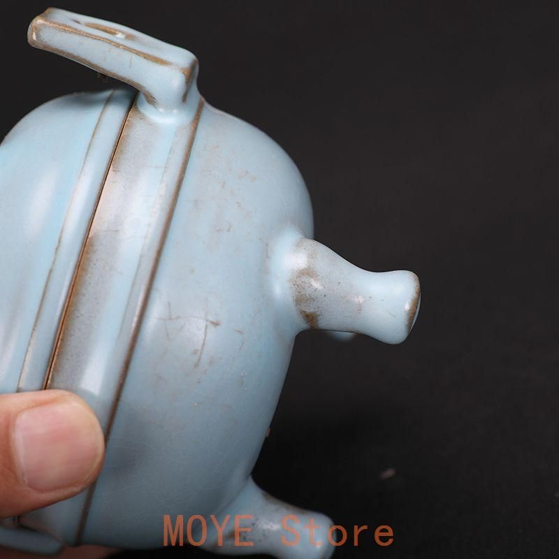 宋汝窯天青色三鳳鳥香炉 景徳鎮 陶磁器 装飾品 現代