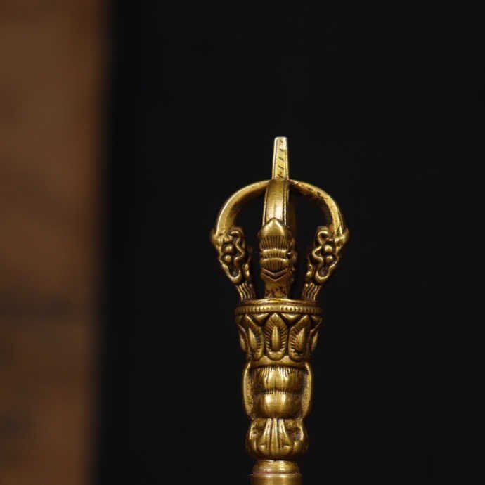 修縁堂】チベット仏教法器鐘五鈷金剛鈴 真鍮製 密教パワー 密教法具 26cm