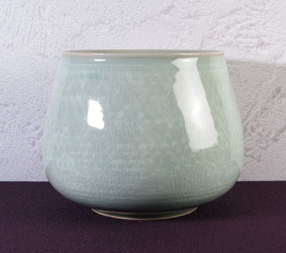 未使用 高麗青磁の韓国人間国宝 柳海剛（ユ・ヘガン）青緑色の陶器製茶