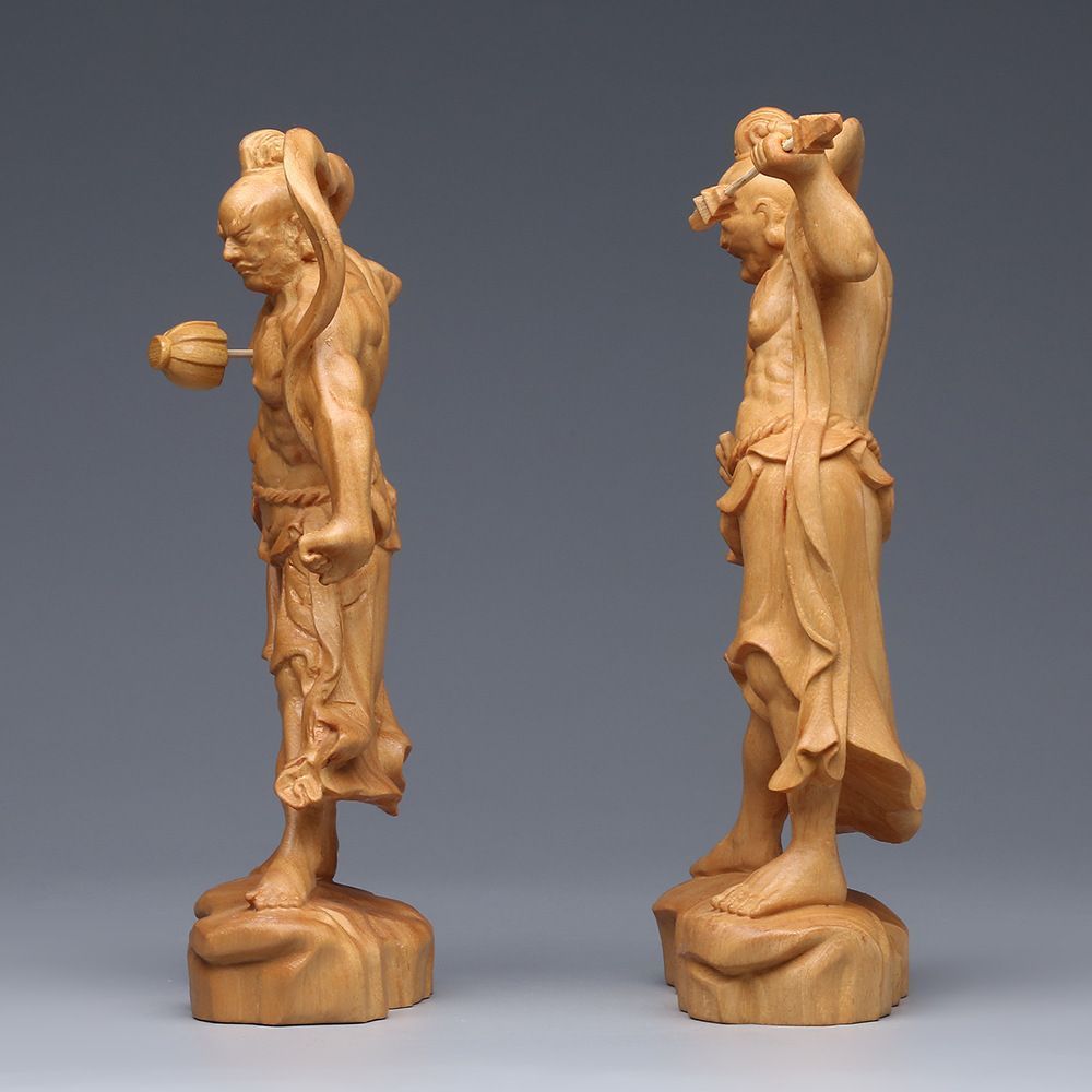 仏教美術 金剛力士像（阿形 吽形）仁王像 極上品 檜木 彫刻 災難除去