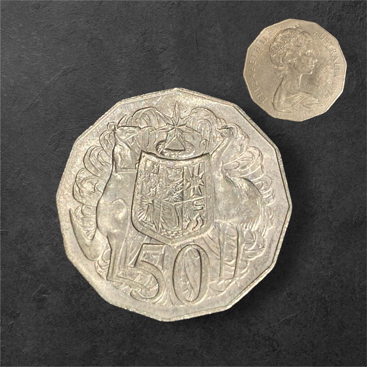 オーストラリア 50セント 硬貨 エリザベス2世 1975 1976 1980 4枚お