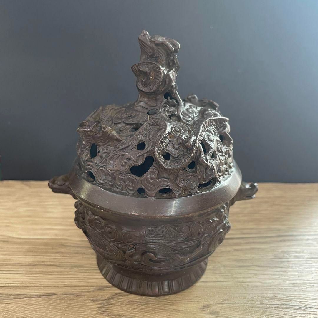 銅器 仏手倒流香 茶台 机 事務室 薫香炉 装飾品 工芸品 置物 銅器 仏手