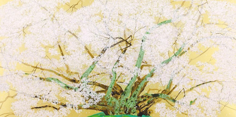 真作】【WISH】中島千波「素桜神社の神代桜」シルクスクリーン 約30号