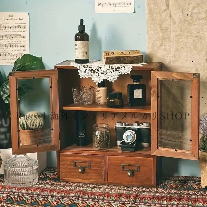 アンティークチェスト 木製収納棚 キャビネット ヴィンテージ調 カフェ